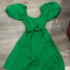 Dark green ruffle dress